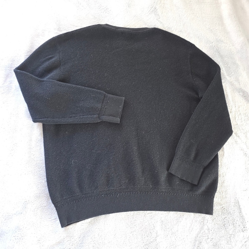 Quince Organic Cotton Cashmere Waffle Crewneck Sweater Black XXL - Picture 11 of 15
